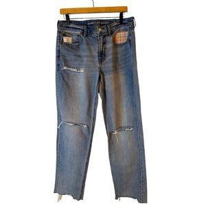 American Eagle Distressed Patchwork Denim Jeans size 10